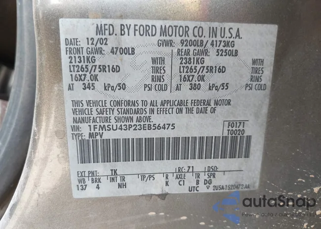 1FMSU43P23EB56475: 42376969