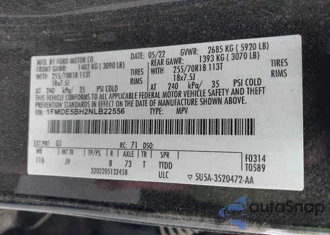 1FMDE5BH2NLB22556: 42378067