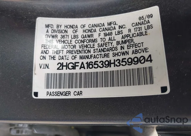 2HGFA16539H359904: 42378116