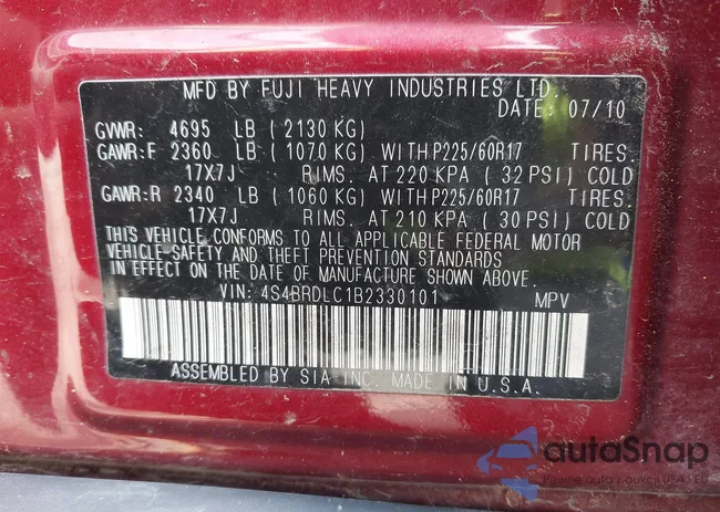 4S4BRDLC1B2330101: 42378153