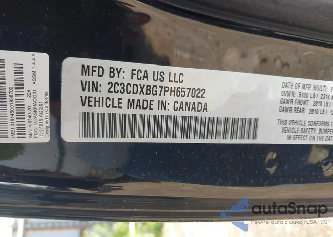 2C3CDXBG7PH657022: 42378278