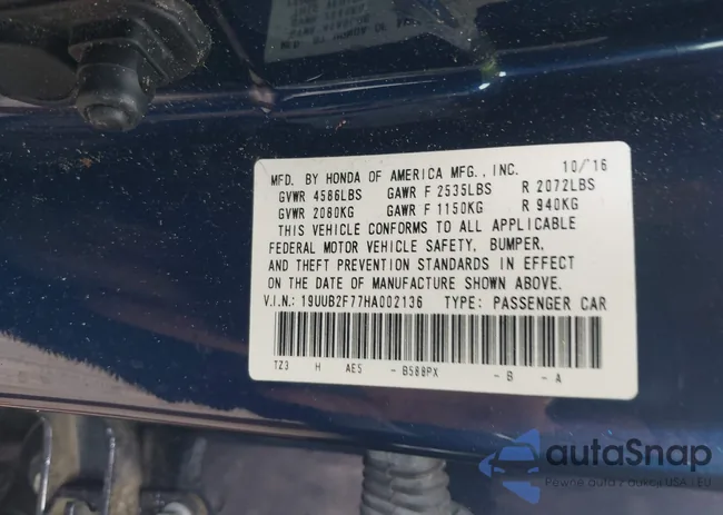 19UUB2F77HA002136: 42378285