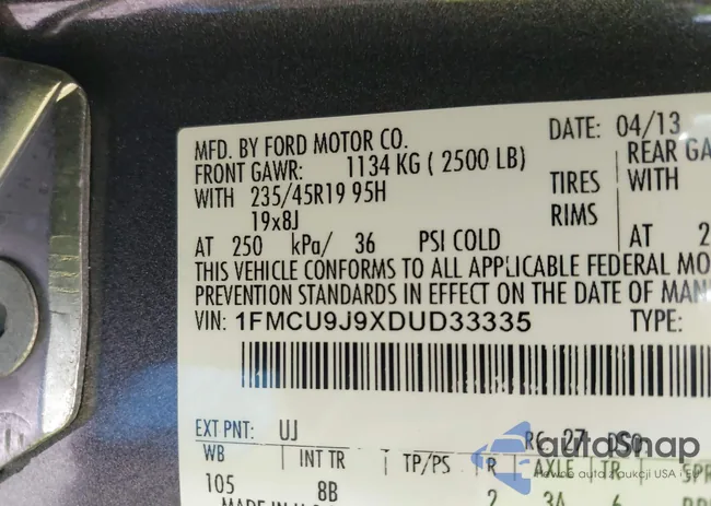 1FMCU9J9XDUD33335: 42378302