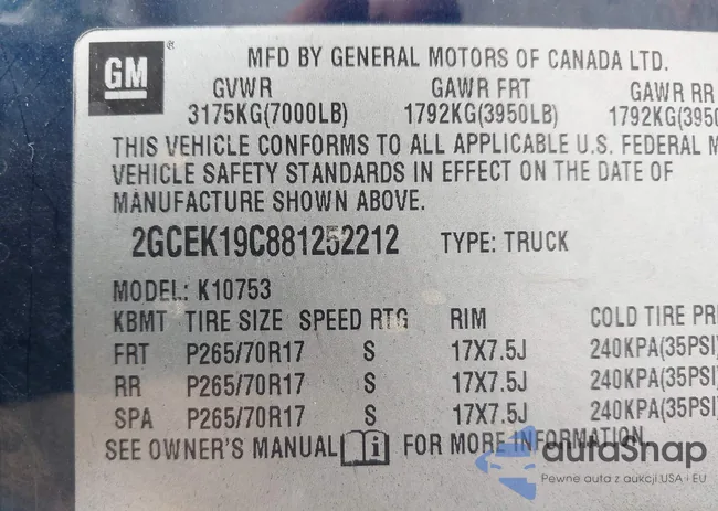 2GCEK19C881252212: 42378355