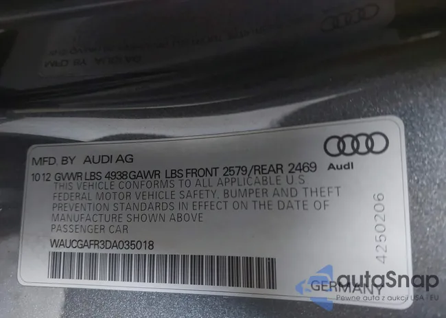 WAUCGAFR3DA035018: 42378592