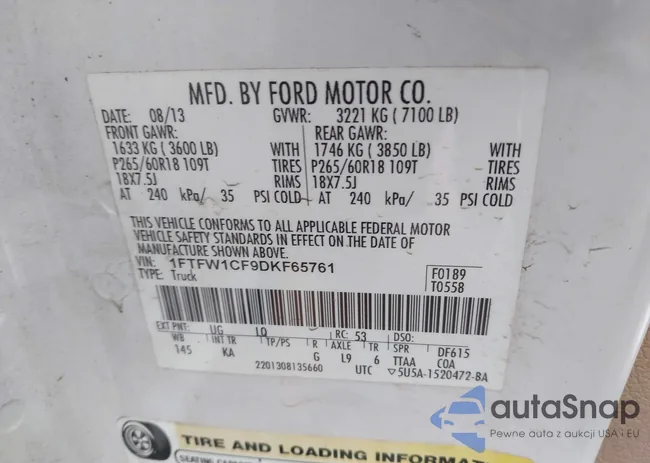 1FTFW1CF9DKF65761: 42377785