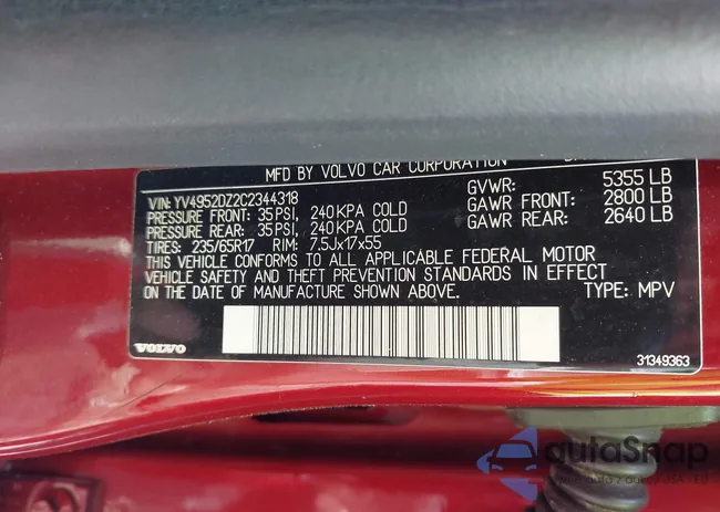 YV4952DZ2C2344318: 42377822