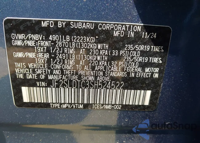 JF2SLDTC3SH524522: 42377877