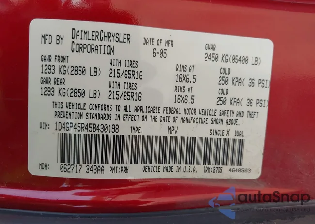 1D4GP45R45B430198: 42378014