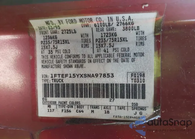 1FTEF15YXSNA97853: 42379190