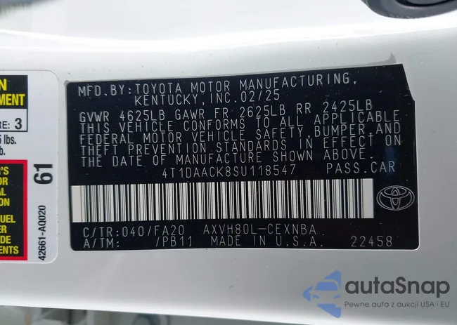 4T1DAACK8SU118547: 42379301