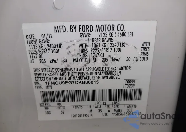 1FMCU9EG7CKB86815: 42379647