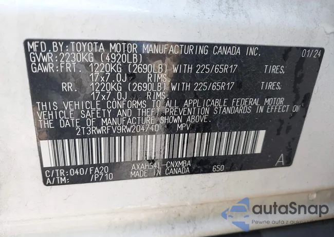 2T3RWRFV9RW204740: 42378810