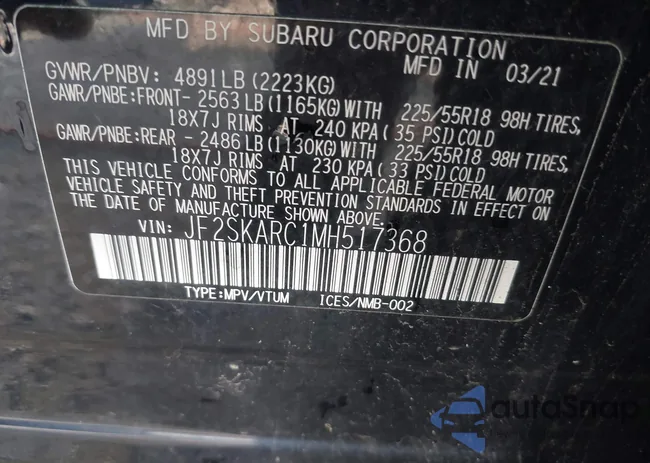 JF2SKARC1MH517368: 42378823