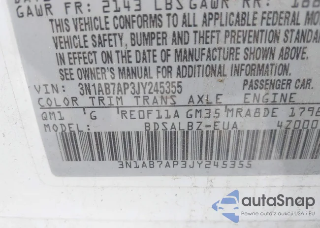 3N1AB7AP3JY245355: 42378910