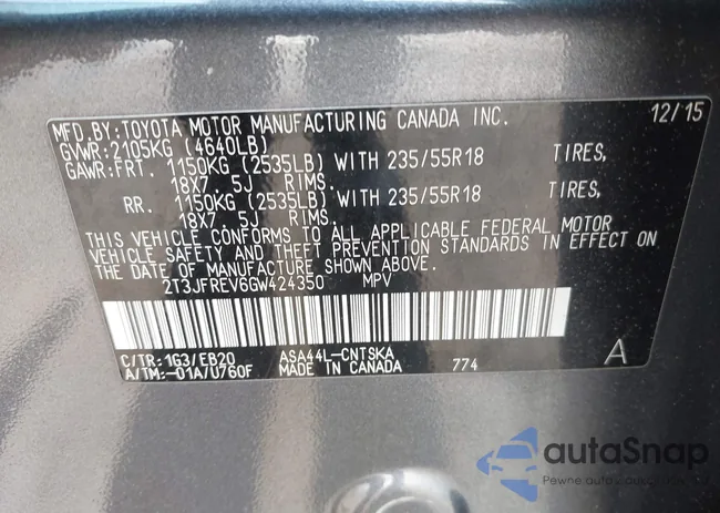 2T3JFREV6GW424350: 42378966