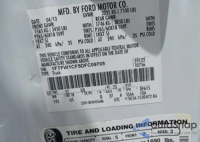 1FTFW1CF5DFC09705: 42378976