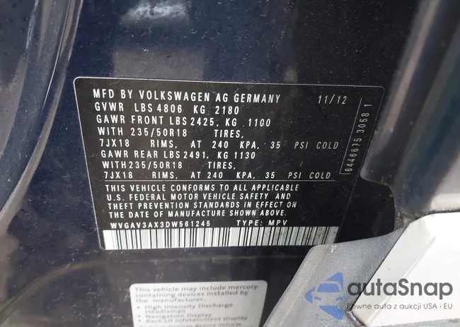 WVGAV3AX3DW561245: 42380283