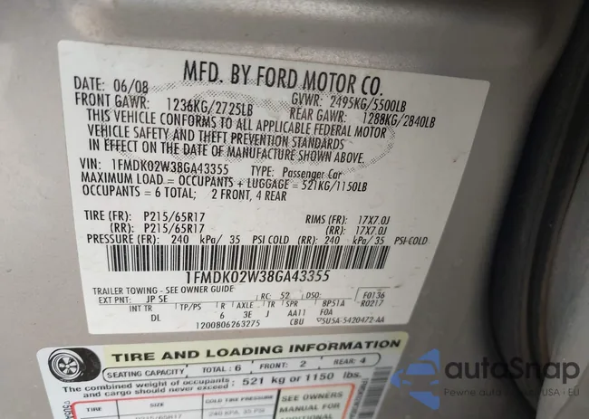 1FMDK02W38GA43355: 42380357