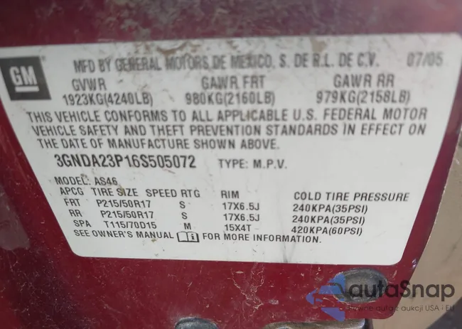 3GNDA23P16S505072: 42380394