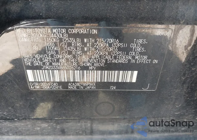 JTMZD33V865026216: 42380605