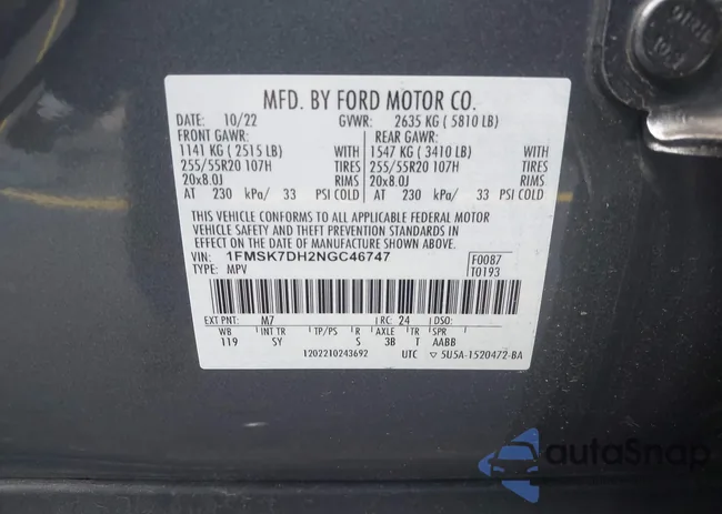 1FMSK7DH2NGC467: 42379774