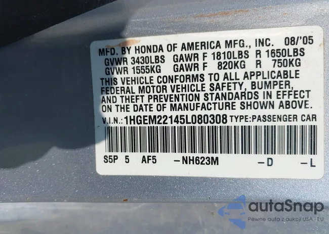 1HGEM22145L080308: 42381065