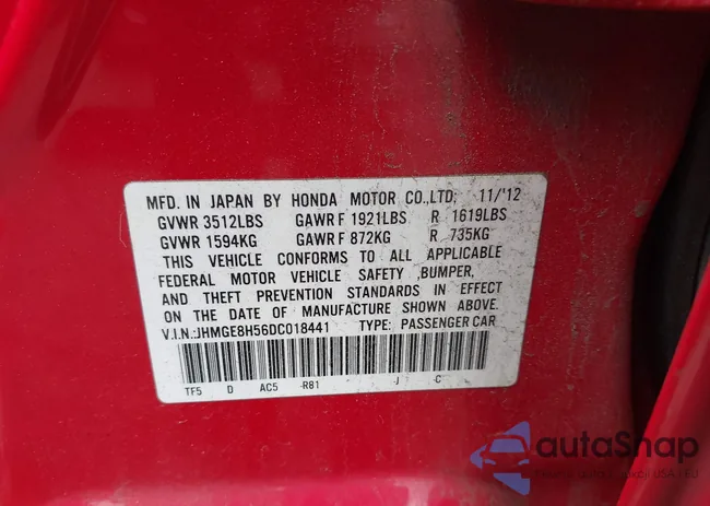 JHMGE8H56DC018441: 42381123