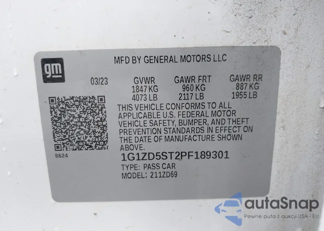 1G1ZD5ST2PF189301: 42381256