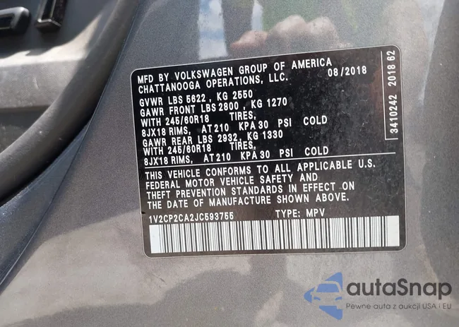 1V2CP2CA2JC593755: 42381332