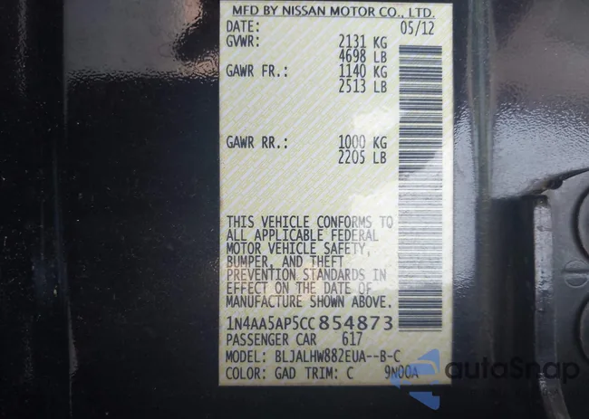 1N4AA5AP5CC854873: 42381430