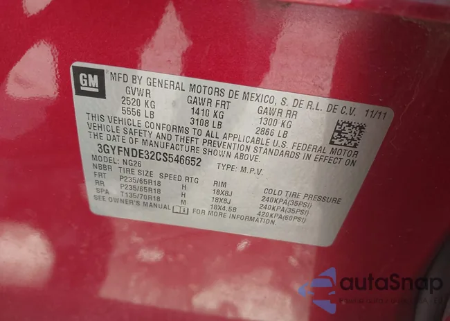 3GYFNDE32CS546652: 42381531