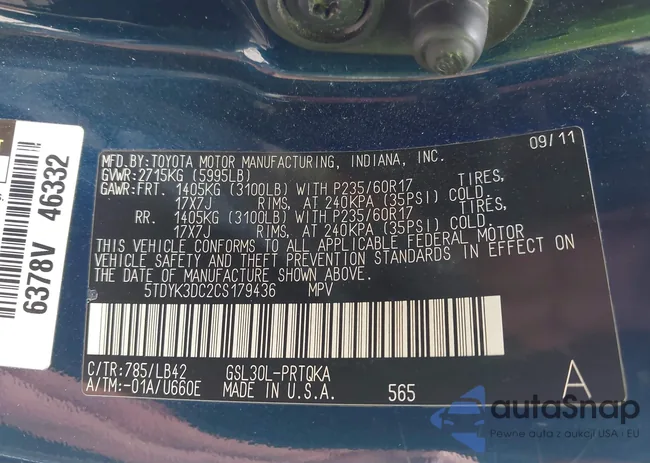 5TDYK3DC2CS179436: 42381599