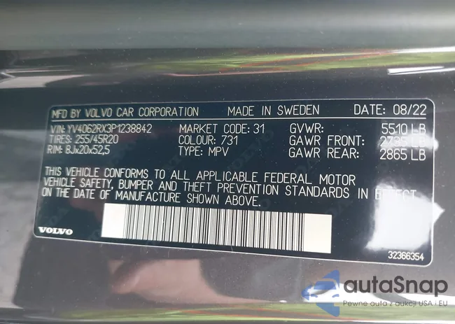 YV4062RX3P1238842: 42381657