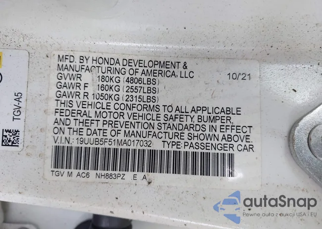 19UUB5F51MA017032: 42380745