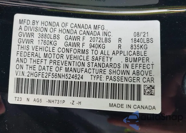 2HGFE2F56NH524624: 42380925