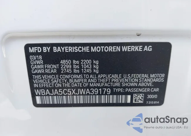 WBAJA5C5XJWA39179: 42380945