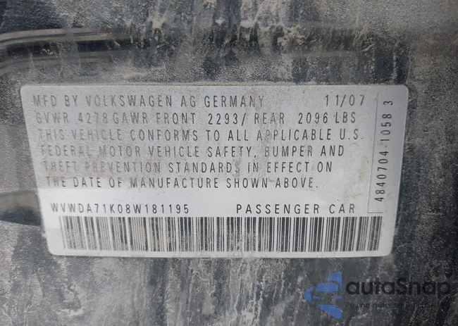 WVWDA71K08W181195: 42382351