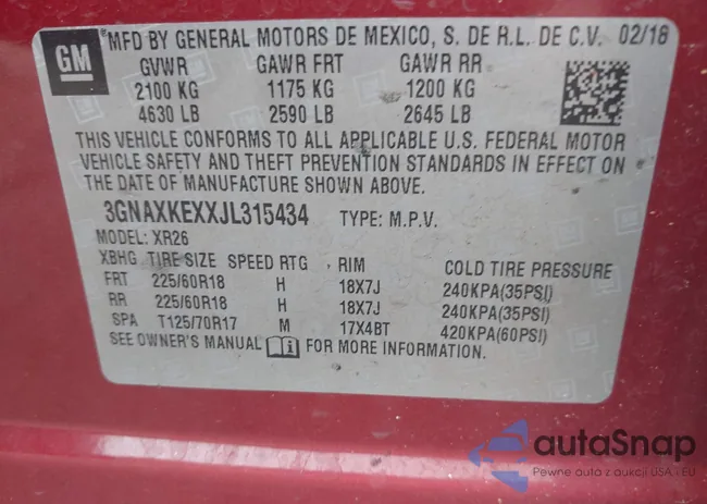 3GNAXKEXXJL315434: 42382582