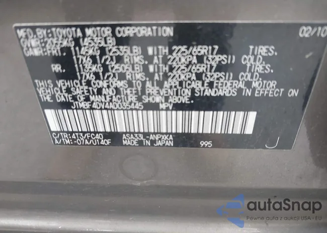 JTMBF4DV4AD035445: 42381811