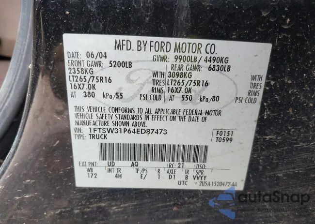 1FTSW31P64ED87473: 42381890