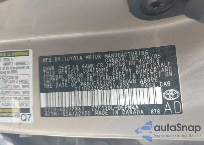 2T1BR32E85C474820: 42383154