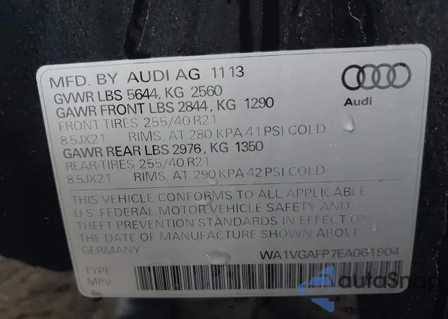 WA1VGAFP7EA061904: 42383396