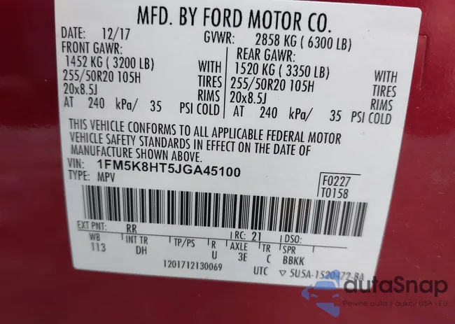 1FM5K8HT5JGA45100: 42382666