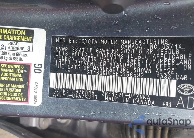 2T1BURHE5EC166593: 42382879