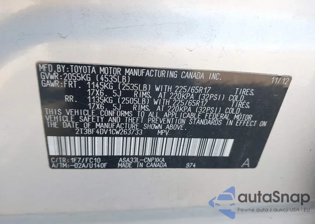 2T3BF4DV1CW263733: 42384294