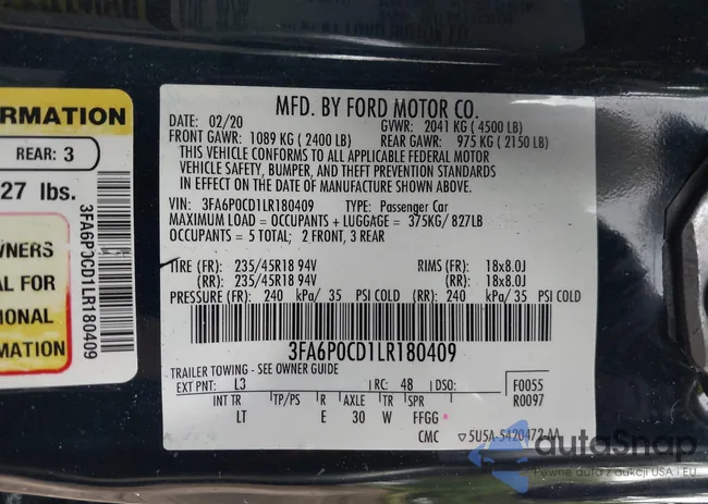 3FA6P0CD1LR180409: 42384311