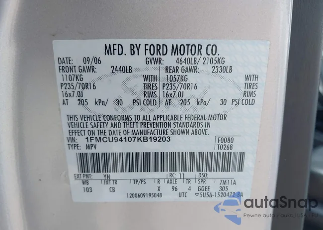 1FMCU94107KB19203: 42384353