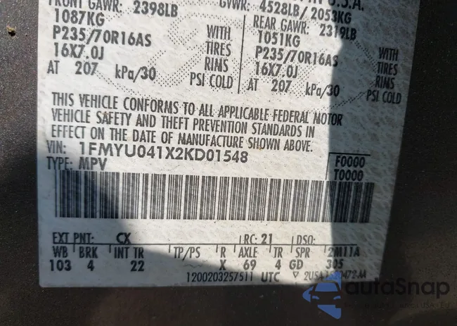 1FMYU041X2KD01548: 42384553