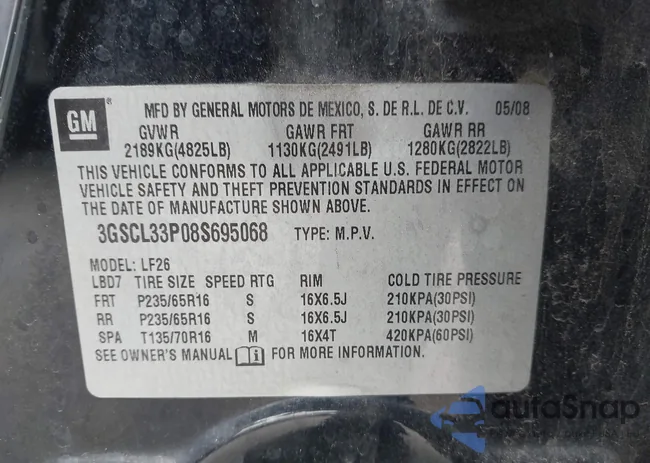 3GSCL33P08S695068: 42383721